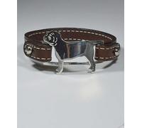Bracciale in argento con sagoma di cane razza Bulldog inglese e cinturino Luce