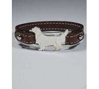 Bracciale in argento con sagoma di cane razza Cavalier King e cinturino Luce