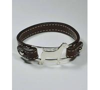 Bracciale in argento con sagoma di cane razza Jack Russel e cinturino Luce