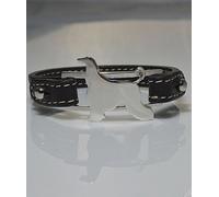Bracciale in argento con sagoma di cane razza Levriere Afgano e cinturino Luce