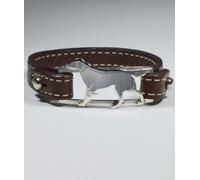 Bracciale in argento con sagoma di cane razza Setter inglese e cinturino Luce