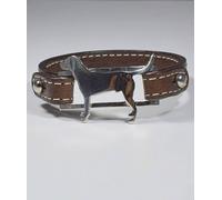 Bracciale in argento con sagoma di cane razza Weimaraner e cinturino Luce