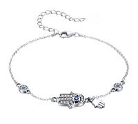 Bracciale in argento da donna con mano di Fatima, in argento 925 Trusky