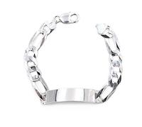Bracciale in Argento Massiccio 925 Catena Grumetta con Fascia Personalizzabile, Incisione Inclusa Argento
