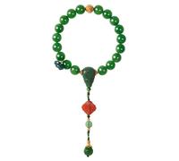 Bracciale in argento sterling 925 con perle verdi etiane, rosso, Ruyi, stile bavarese, accessorio 237, taglia unica, tek been, argento, nessuna gemma