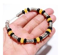 Bracciale in argento sterling 925 con pietra preziosa in pirite con calcedoni...