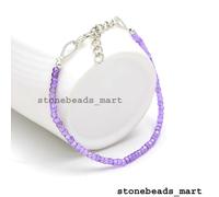 Bracciale in argento sterling 925 con zirconi blu viola 3 mm Rondelle...