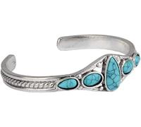 Bracciale in argento sterling 925, gioielli in argento da donna, bracciali con decorazioni di moda Bracciali da uomo Bracciali in pietra turchese blu naturale Perline ovali della Boemia Braccialetti a