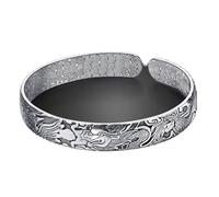 Bracciale In Argento Sterling 925, Gli Uomini E Le Donne Vintage Argento Thai Dragon E Phoenix Schiave, Moda 925 Argento Fascino Bracciale Braccialetto Gioielli Accessori Festival Giovane Dono Amiciz