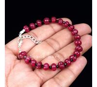 Bracciale in argento sterling 925 zucca giada + spinello nero con perline 7"