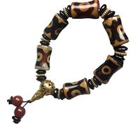 Bracciale in Argento Tibetano con Perline di Agata Dzi Gioielli per Uomo e Donna