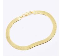 Bracciale In Catena A V Sottile 5,3Mm In Argento 925 Placcato In Oro Giallo 14K
