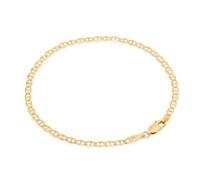 Bracciale In Catena Piatta A Maglie Ancorate Da Donna In Oro Giallo 14K 3Mm 7.5"