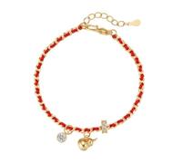 Bracciale in corda rossa da donna in oro, braccialetti a maglie placcati in oro 22 carati, bracciale rosso portafortuna regolabile, braccialetto intrecciato rosso, regalo di Natale, San Valentino, fes