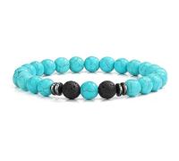 Bracciale In Cristallo Blu Turchese Naturale Con Pietra Lavica Chakra Elastico Per Donna, Braccialetto Con Pietra Preziosa Chakra Braccialetto Con Ciondolo Per Amante Yoga A Distanza Per Uomo Regalo