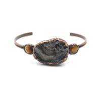 Bracciale in cristallo di agata con cielo stellato amorfo - Gioielli da mano in stile etnico retrò for donna(Tiger eye stone)