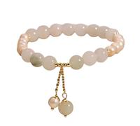 Bracciale in cristallo di agata viola naturale con perle d'acqua dolce, ciondolo di zucca intrecciato a mano, braccialetti a filo, gioielli for feste(pink)