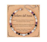 Bracciale in cristallo per l'ansia, regalo per donne e signore, guarigione, sollievo dallo stress e depressione, ametista, tormalina nera, quarzo rosa, pietre naturali, perline