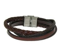 Bracciale in cuoio e acciaio con 4 fili. Cm 22
