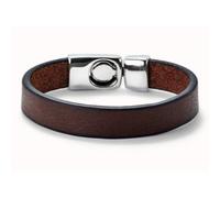 Bracciale in cuoio marrone liscio placcato argento sterling