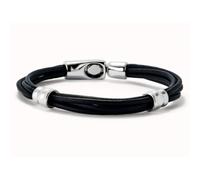 Bracciale in cuoio placcato argento con 2 circonferenze