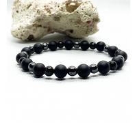 Bracciale in EMATITE e ONICE nero Pietre naturali perle braccialetto Uomo Donna