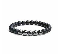 Bracciale in Ematite pietre naturali dure perle 8mm Nero braccialetto Uomo Donna