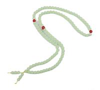Bracciale in giada bianca con 108 perline lucide collegate da un intarsio in lega e corda intrecciata rinforzata abbinata a una collana verde scuro (collana rossa)