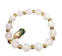 Bracciale in Giada Hetian con Piccolo Ciondolo Coraggioso alla Moda Chic di 9,1 mm di Diametro