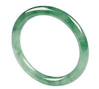 Bracciale in giada naturale, bracciale sottile rotondo in giada, bracciale in giada verde chiaro con fiore galleggiante, il migliore for mamme e donne, con portagioie, 54-62 mm, 60 mm.(58mm)