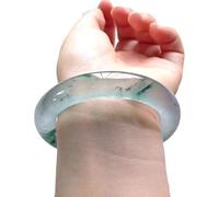 Bracciale in giada naturale, braccialetti in giada verde fluttuante traslucido, braccialetti in giada di media larghezza da donna, gioielli, for la famiglia, for gli amici, con portagioie, 54-64 mm, 6