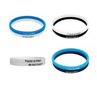 Bracciale in gomma con versi della Bibbia "God is First ", braccialetto di motivazione per uomo e donna cristiano in gomma, Taglia unica, Rame, /