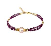 Bracciale in granato del Mozambico con perle da 2-8 mm, forma rotonda e rondella, con perle sfaccettate e lisce, chiusura regolabile placcata in oro da 7 pollici, per uomo e donna | LK_STACK_08237