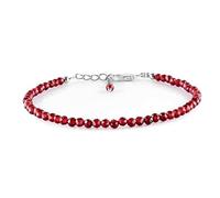 Bracciale in granato del Mozambico da 3 mm con perline sfaccettate rotonde, chiusura regolabile in argento placcato, lunghezza 7 pollici, per uomo e donna | LK_STACK_04777