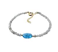 Bracciale in labradorite con topazio blu svizzero, perline sfaccettate ovali e rondelle da 3 mm, chiusura regolabile placcata in oro da 7 pollici, per uomo e donna | LK_STACK_08031
