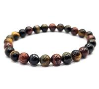 Bracciale in legno fossile, qualità EE, taglia M/L, 21 perle, multicolore