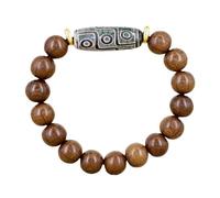 Bracciale in legno naturale, con nove occhi, preghiera Dzi, per meditazione e yoga
