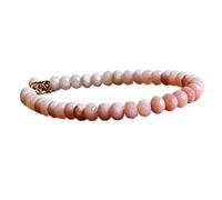 Bracciale in opale rosa da 5 mm, con perline rotonde e taglio liscio, chiusura placcata in oro da 7 pollici, per uomo e donna | LK_STACK_05478