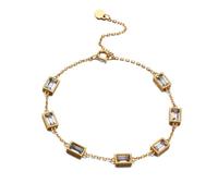 Bracciale in oro giallo 9 K/14 K/18 K, con labradorite rettangolare grigio chiaro, vintage, elegante, Oro giallo 9 carati (375), Labradorite
