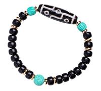 Bracciale in ossidiana, bracciale Dzi Bodhi in agata a nove occhi, bracciale elastico con perline modello Hui, bracciale di cristallo portafortuna, bracciale Reiki Chakra Meditazione for donna