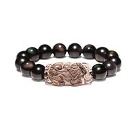 Bracciale in Ossidiana, Braccialetto Spirituale in Ossidiana Dorata Naturale, amuleto Portafortuna, Regolabile, for allontanare Il Male, Uomo e Donna, Stile D.(Style c,10mm)