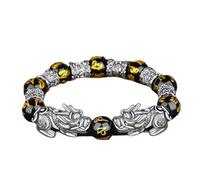 Bracciale in Ossidiana Nera, Sei Parole Bracciale Vintage Nero in Argento 925 Granato Nero con Perline di Ossidiana allontana Gli Spiriti maligni per Gioielli da Uomo (Colore : 16)