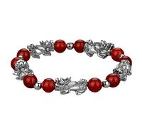 Bracciale in Ossidiana Nera, Sei Parole Bracciale Vintage Nero in Argento 925 Granato Nero con Perline di Ossidiana allontana Gli Spiriti maligni per Gioielli da Uomo (Colore : 16)