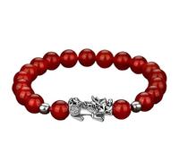 Bracciale in Ossidiana Nera, Sei Parole Bracciale Vintage Nero in Argento 925 Granato Nero con Perline di Ossidiana allontana Gli Spiriti maligni per Gioielli da Uomo (Colore : 16)