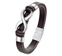 Bracciale In Pelle Con Ciondolo Infinity Love Per Uomo E Donna, Bracciale Con Nodo Infinito, Braccialetto Dell'Amicizia In Pelle Per Fidanzato, Marito, Fidanzato, 21 Cm/8,26 Pollici, Marrone-Argento