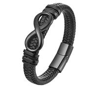 Bracciale In Pelle Con Ciondolo Infinity Love Per Uomo E Donna, Nero, Braccialetti In Pelle Intrecciata Con Nodo Infinito, Braccialetto Largo In Corda, Gioielli Ispiratori, Regali Per Lui, Nero 21 C