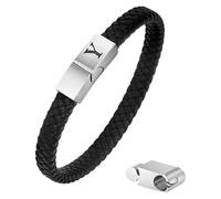Bracciale In Pelle Con Lettera Iniziale Per Uomo E Donna, Bracciale In Pelle Con Alfabeto Nero Con Chiusura Magnetica, Gioielli Da Regalo Per Papà, Marito, Fratello, Fidanzato, Figlio, Y, 21 Cm