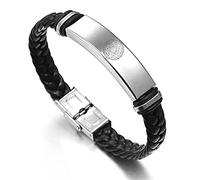 Bracciale in pelle con sigilli dei sette Arcangeli, braccialetto cattolico in pelle con 7 Arcangeli, braccialetto di protezione religioso cristiano, amuleto per battesimo, gioiello per donne e uomini,