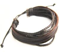 Bracciale in pelle da uomo in nero e marrone, ottima idea regalo per uomo, marrone, 30 cm, Pelle