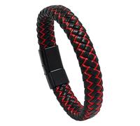 Bracciale In Pelle Intrecciata Per Uomo E Donna, Classico Bracciale Rigido Intrecciato A Mano Con Chiusura Magnetica, Regalo Di Gioielli Motivazionali E Di Incoraggiamento Per Uomo, Rosso, 22 Cm